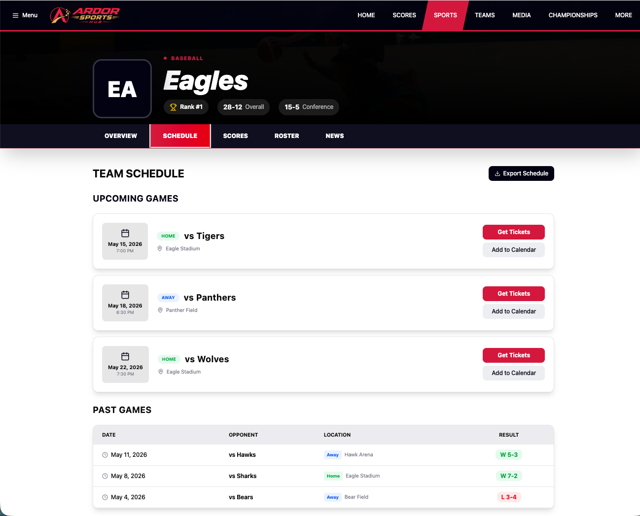 Team Schedule